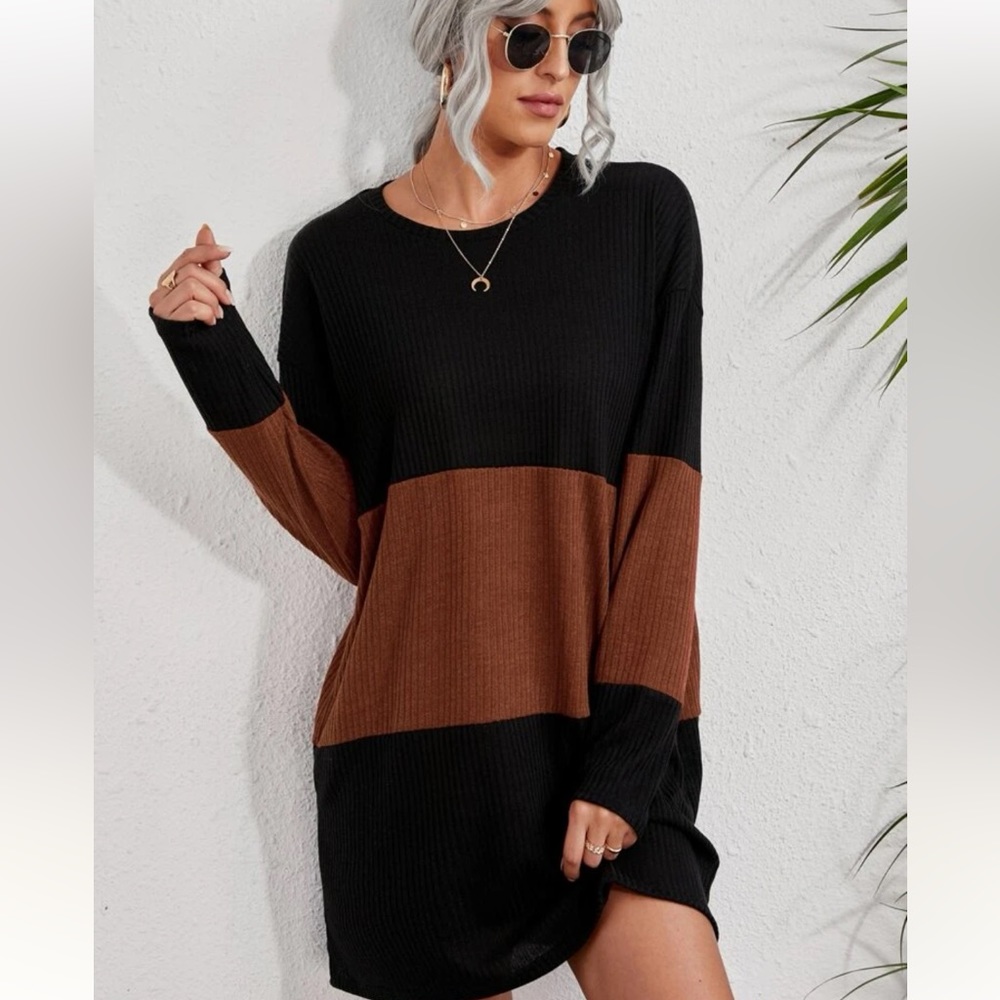 SHEIN color-block drop-shoulder tee dress